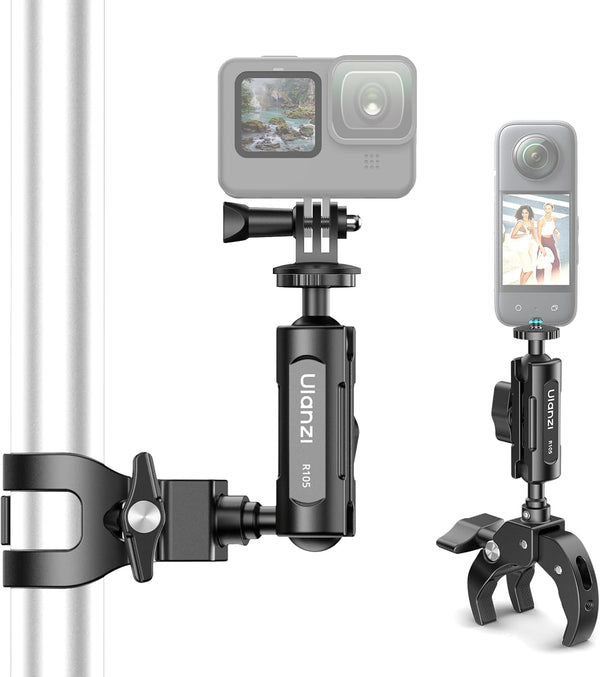 ULANZI R105 Super Clamp with 360° Dual Ballhead Arm, Y-Claw Mount for GoPro, Insta360, DJI
