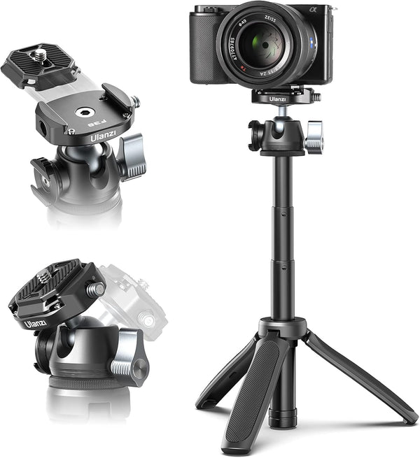 ULANZI MT-46 Aluminum Tripod, F38 Plate, 360 Ball Head, Cold Shoe, 4-Level Adjust