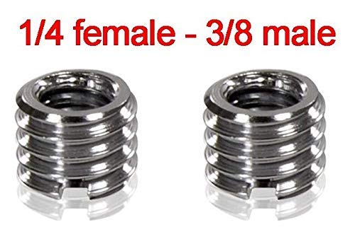 HIFFIN® Metal 1/4" to 3/8" Tripod Convert Screw Adapter 3/8" to 1/4" Reducer Bushing Convert Screw Adapter for Tripod Monopod Ballhead Stand and Video Light DSLR SLR (Pack of 2)