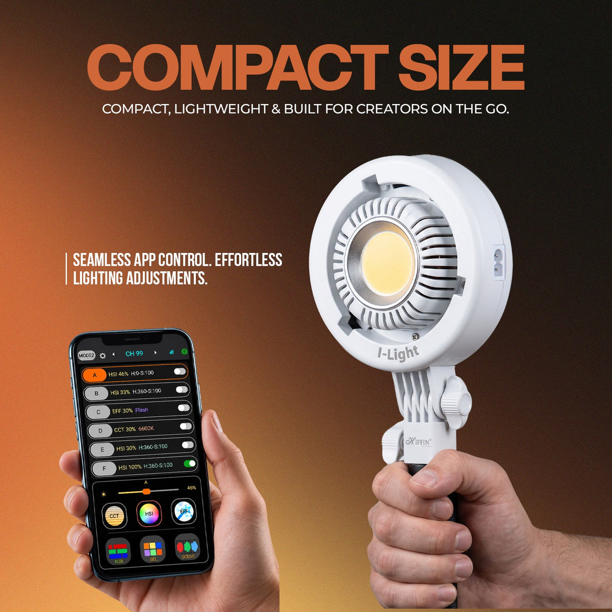 I Light 150W LED Studio Light, 2700K-6500K CCT, CRI 95+, App Control