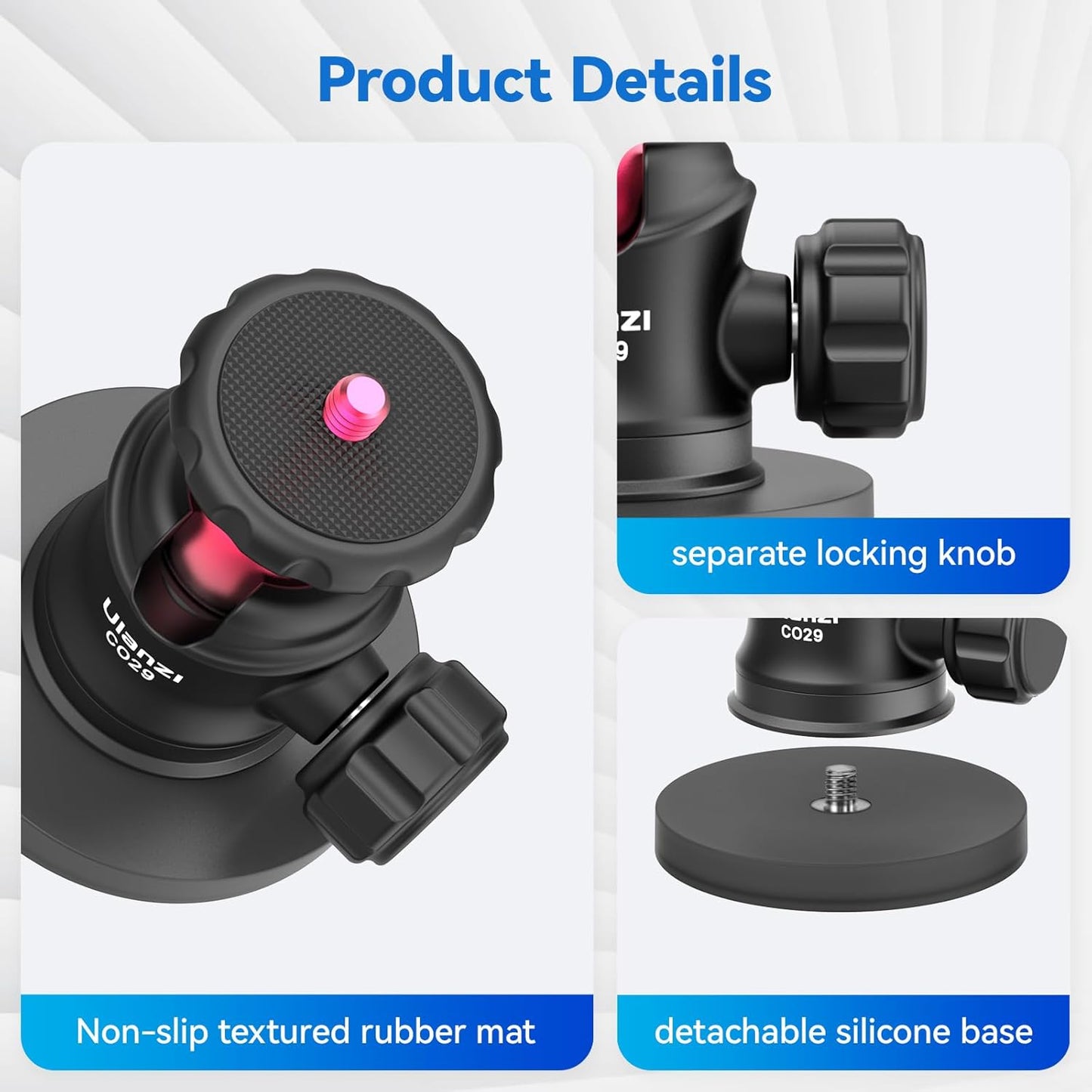 ULANZI Magnetic Camera Mount, 360° Ball Head, 6 Magnets for Action Camera