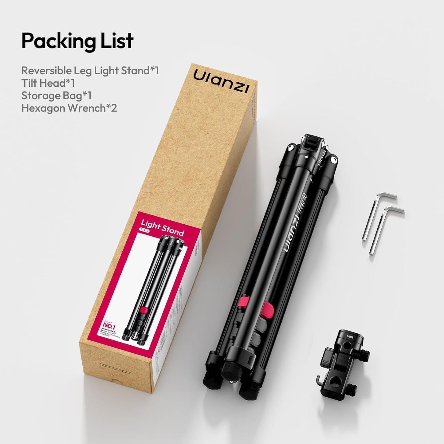 ULANZI TT43 II Light Stand 86.6" Reverse Fold Tripod QR Tilt Head 8.8lb Boom Pole