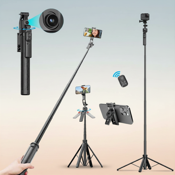 H8 Smart AI 360° Face-Tracking Selfie Stick Tripod, 63in/160cm Quad-Leg Stand