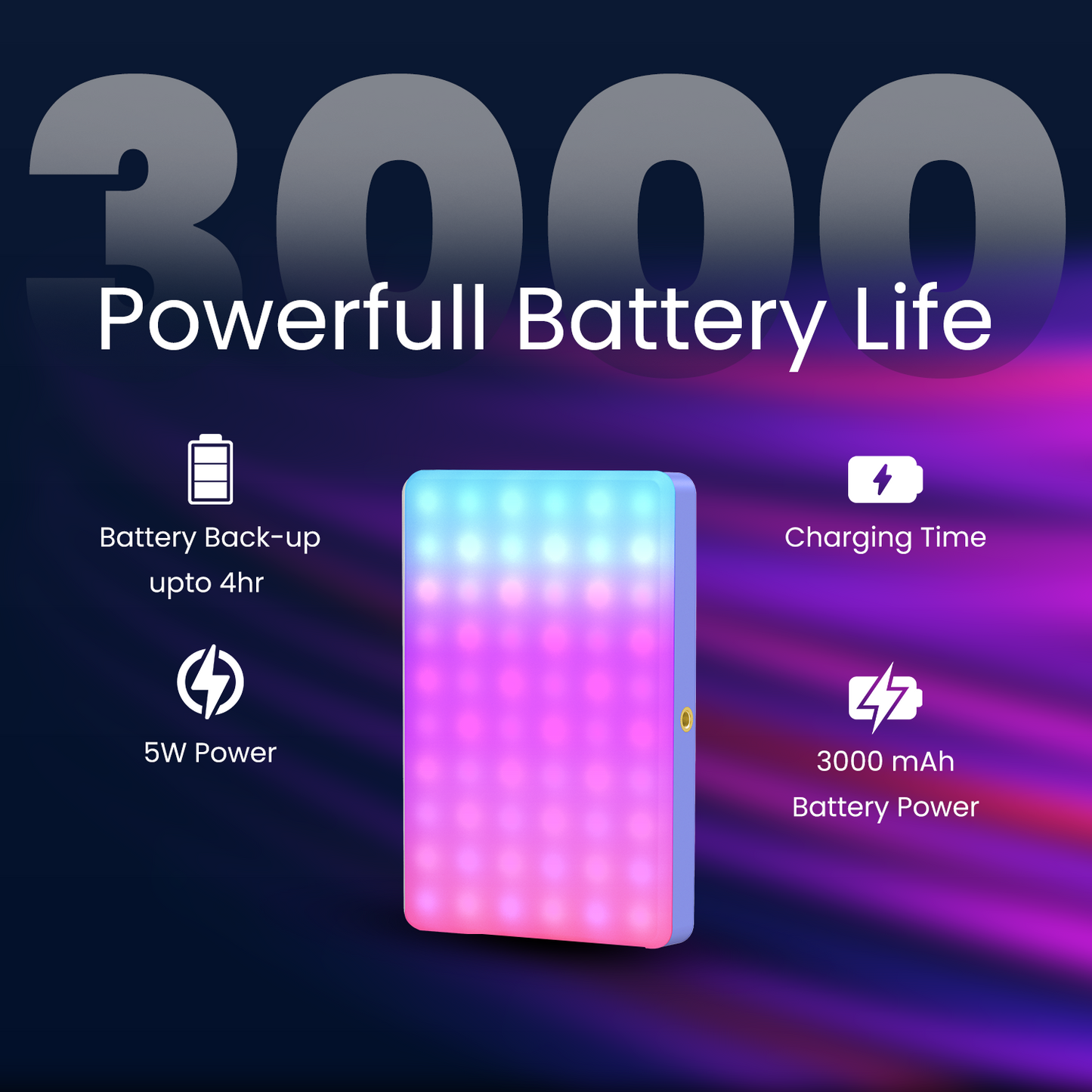 LT 002 RGB Selfie Light, Clip, 24 Modes, CRI 95+, 3000mAh Battery