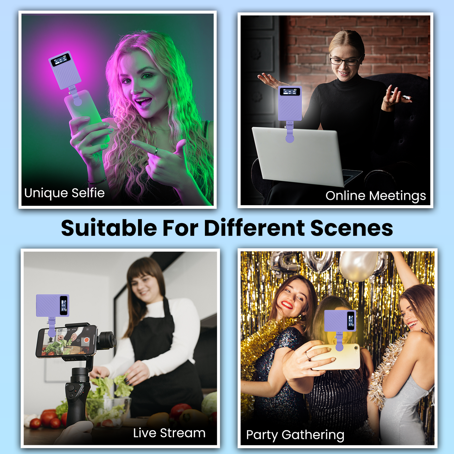 LT 002 RGB Selfie Light, Clip, 24 Modes, CRI 95+, 3000mAh Battery