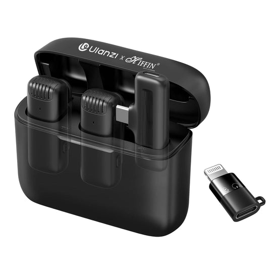 Ulanzi J12 Wireless Lavalier Mic for USB-C, iPhone & iPad, 2in1 Adapter, 65ft Range, Case