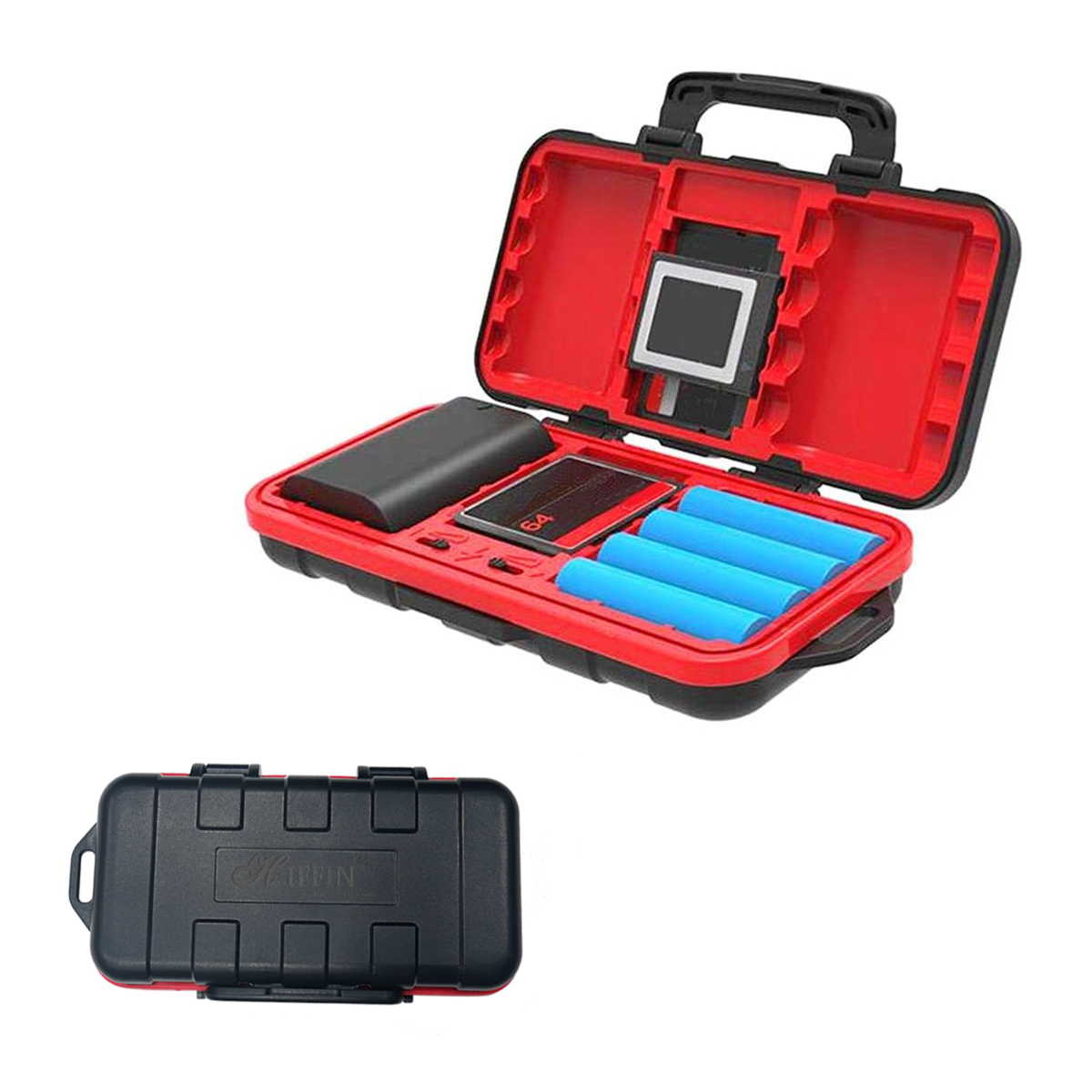 HIFFIN HMC-850 Camera Battery and Memory Card Organizer - Store and Protect 2Pcs Camera Batteries and 14 Memory Cards (4 SD Cards + 8TF Cards + 2CF/XQD Cards) with Ease