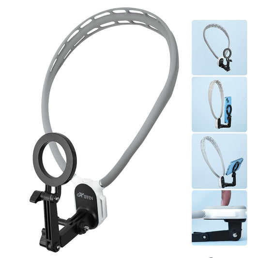 Magnetic Neck & Chest Mount | 360° POV Vlog Holder with Quick-Release Grip, IPhone & Android