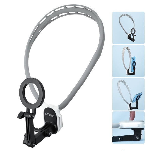 Magnetic Neck & Chest Mount | 360° POV Vlog Holder with Quick-Release Grip, IPhone & Android