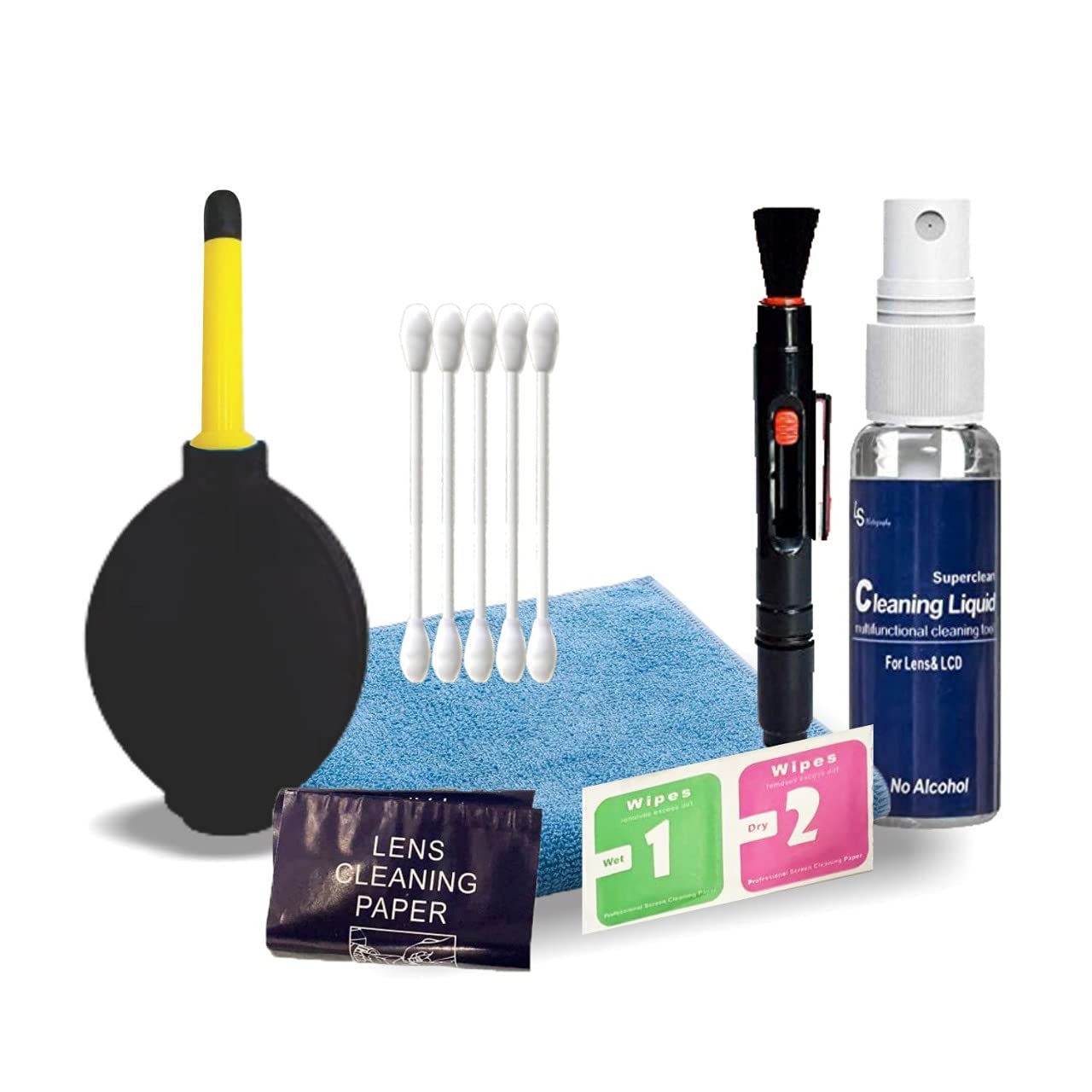 HIFFIN® 7 in 1 Care and Lens Cleaning kit for Nikon Canon Sony All Digital & flim Camera Lenses,binocluars, LCD Screens