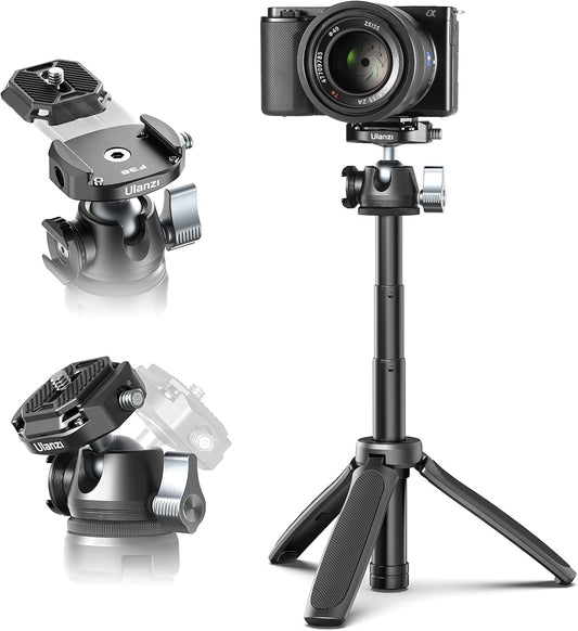 ULANZI MT-46 Aluminum Tripod, F38 Plate, 360 Ball Head, Cold Shoe, 4-Level Adjust