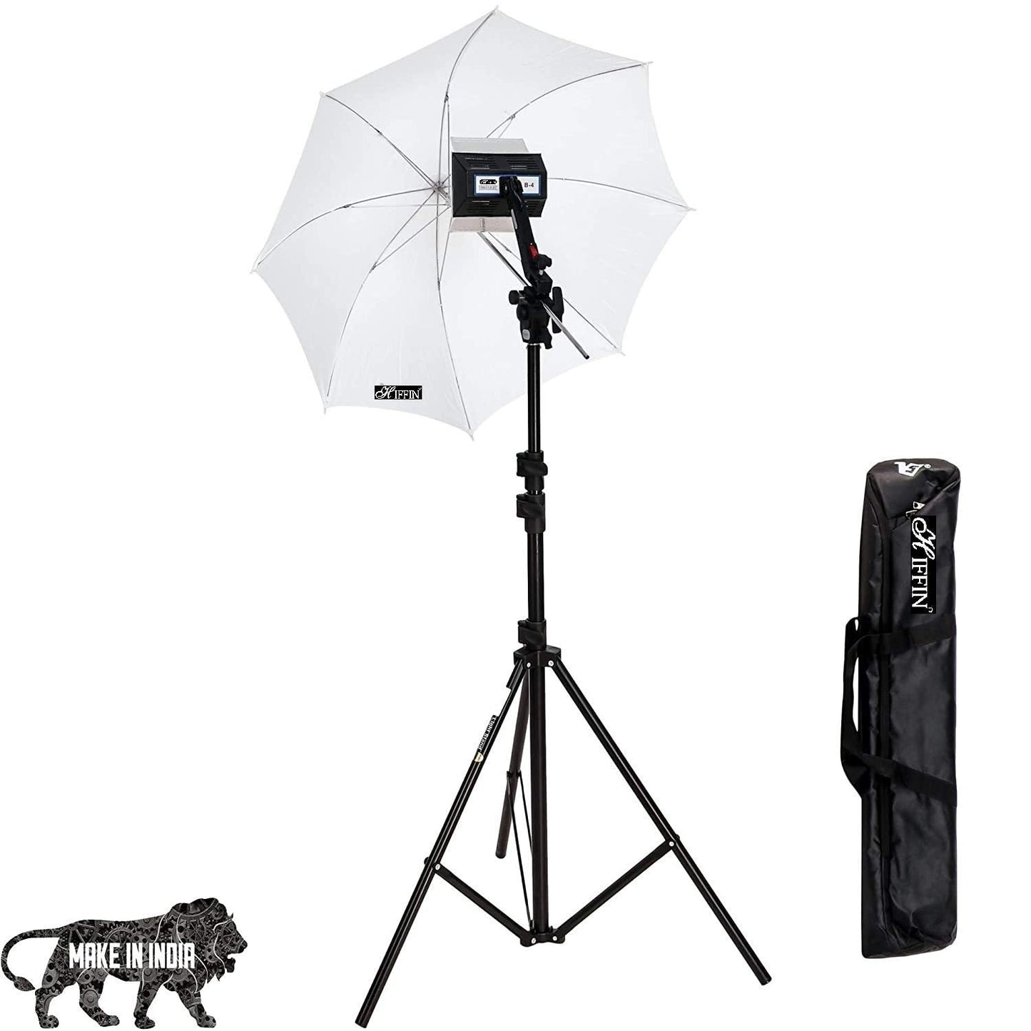 HIFFIN® Studio Home 33 Umbrella Stand Setup with Sungun Adapter B-Bracket and Stand Single Set with Continuous/Video Light with 1000 Watt Halogen Tube B4 Light kit Set of 1