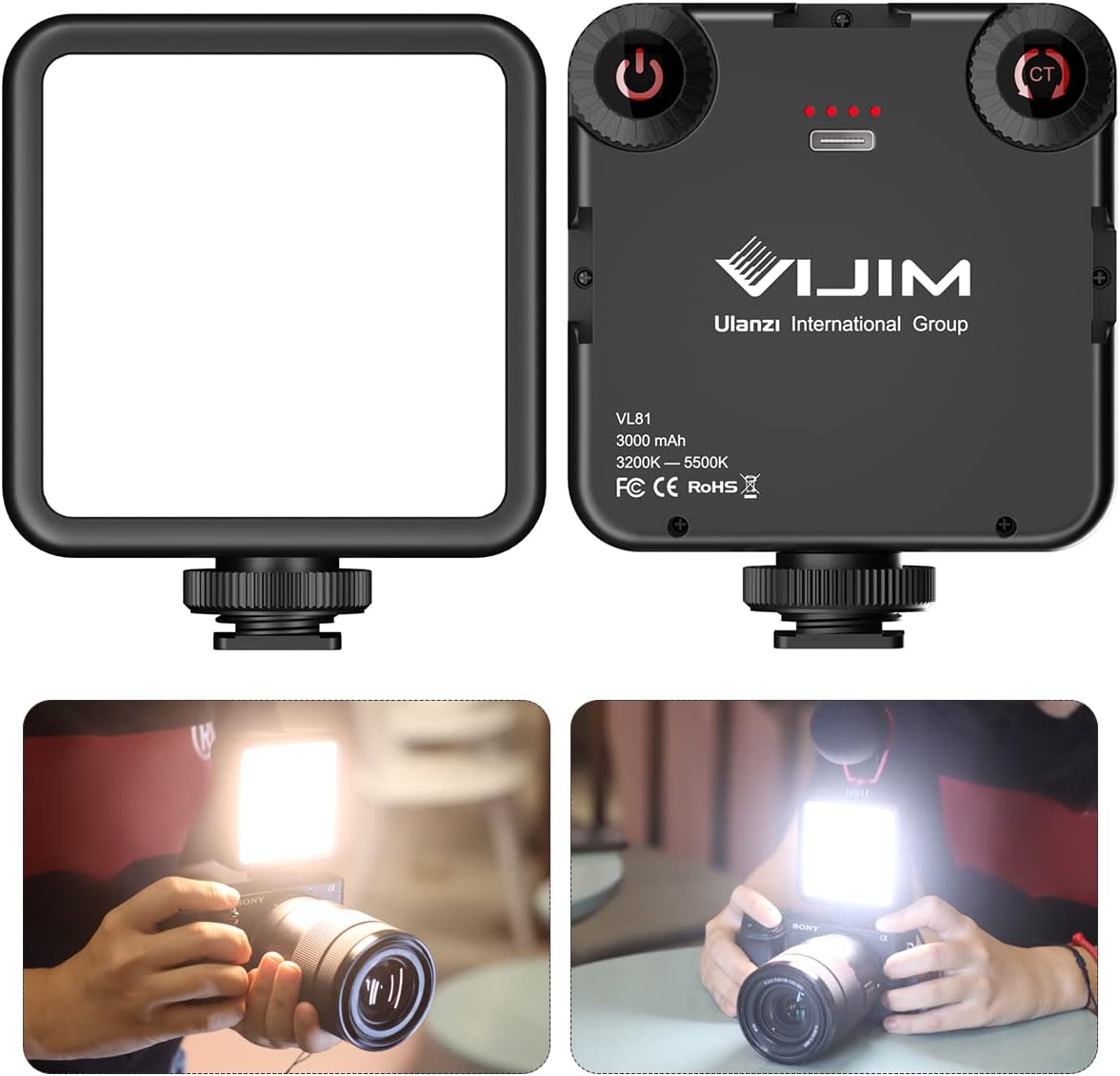 ULANZI VL-81 3000mAh Bi-Color LED Video Light w/ Softbox, CRI95 Rechargeable