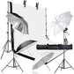 HIFFIN®Daylight Umbrella Continuous Lighting Kit, 8x14ft Background Support System with 2 Muslin backdrops (Black and White) for Photo Studio & 18 W Bulb Product, Portrait and Video Shoot Photography