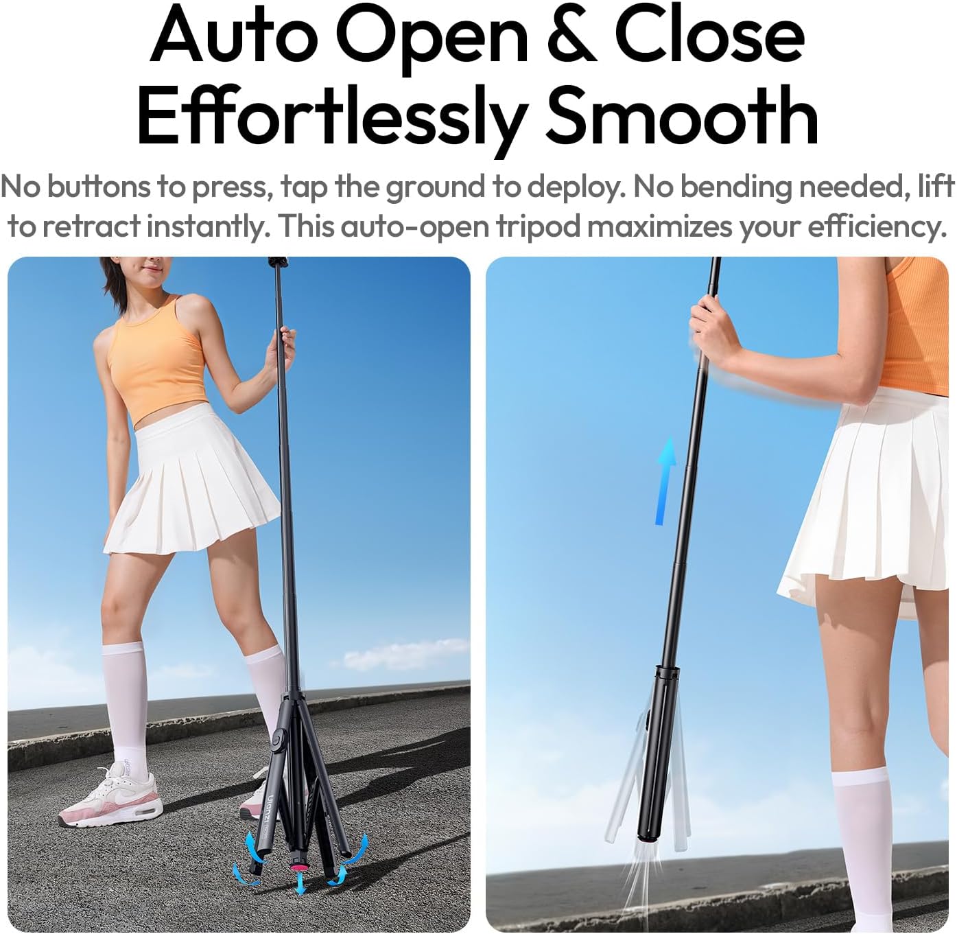 ULANZI SK-21 71'' Magnetic Selfie Stick Tripod w Remote, Auto Open