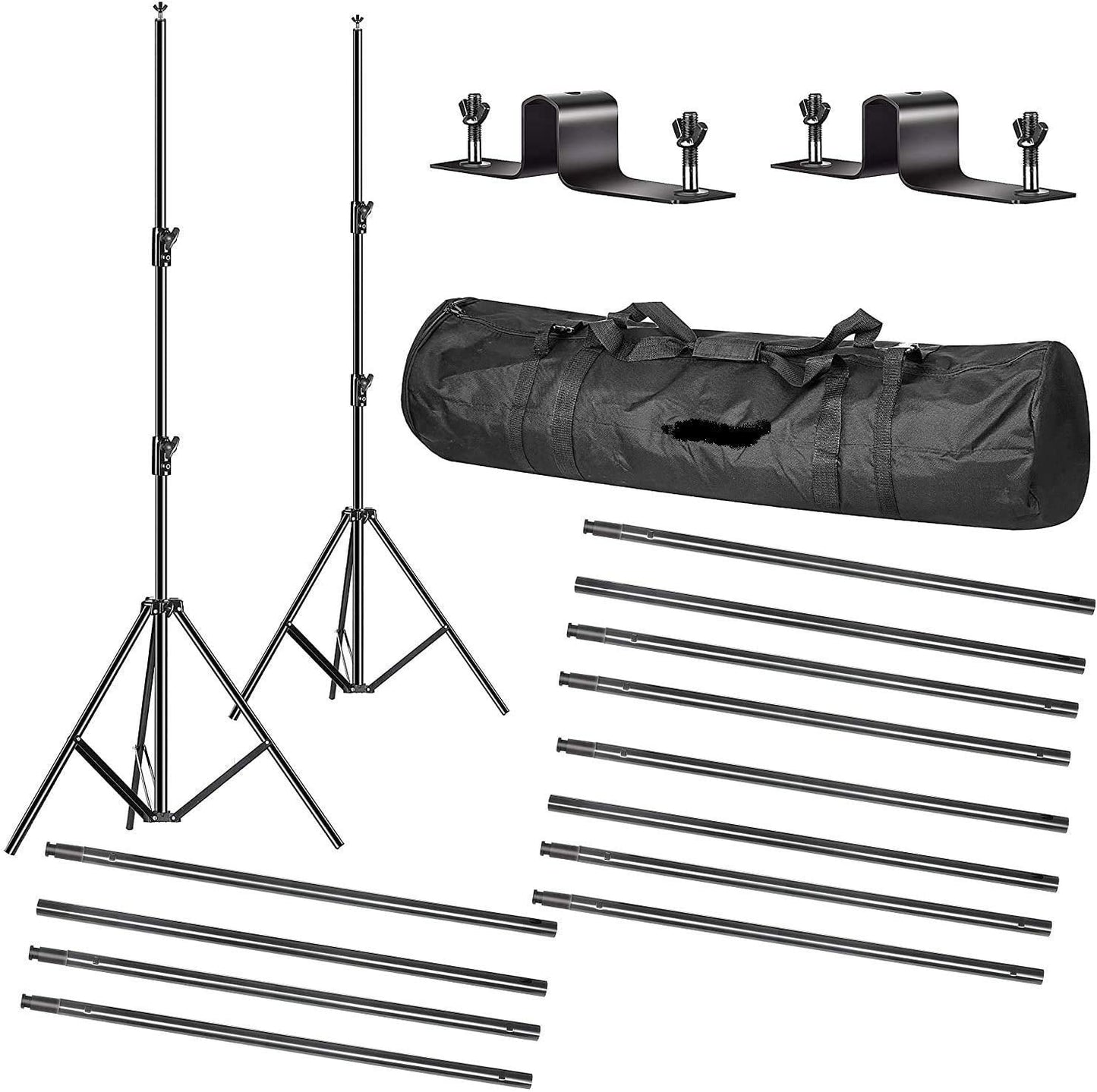 HIFFIN® Triple Crossbar 10 ft Wide 8.5 ft Height Backdrop Stand, Photo Video Studio Heavy Duty Adjustable Photography Muslin Background Support System Kit - 3 in 1 Multi Backdrop Stand