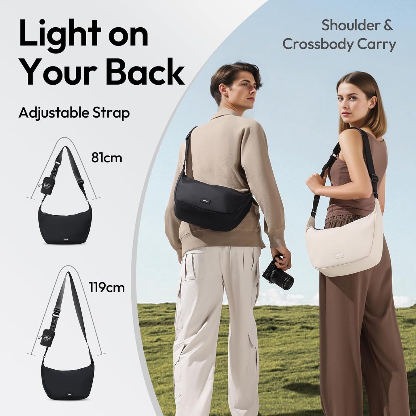 ULANZI HMN1 Camera Shoulder Sling Bag, DSLR Travel Storage, Black