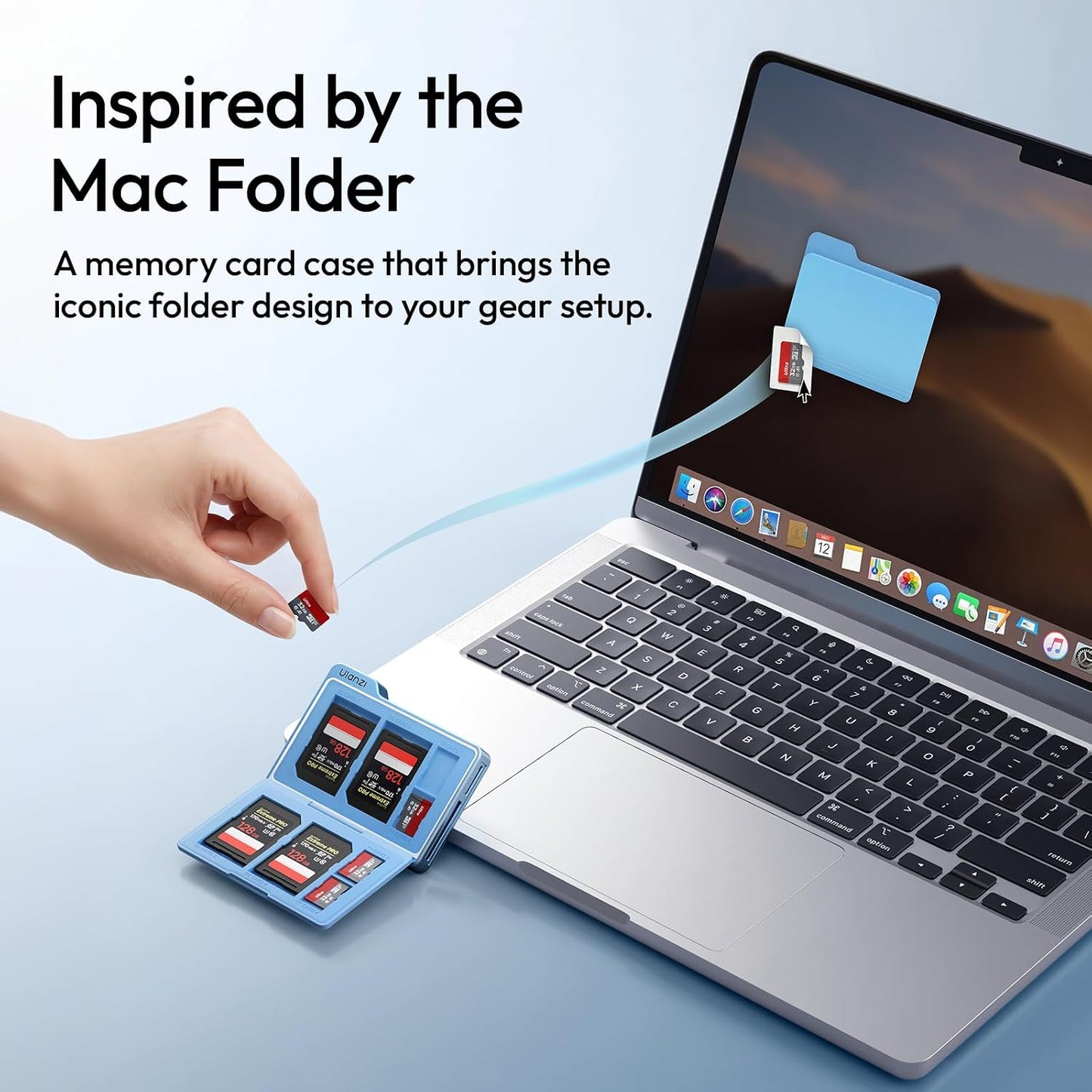 ULANZI DC01 SD TF Card Case USB-C Reader 312MB/s UHS-II Magnetic Aluminum Black/Blue