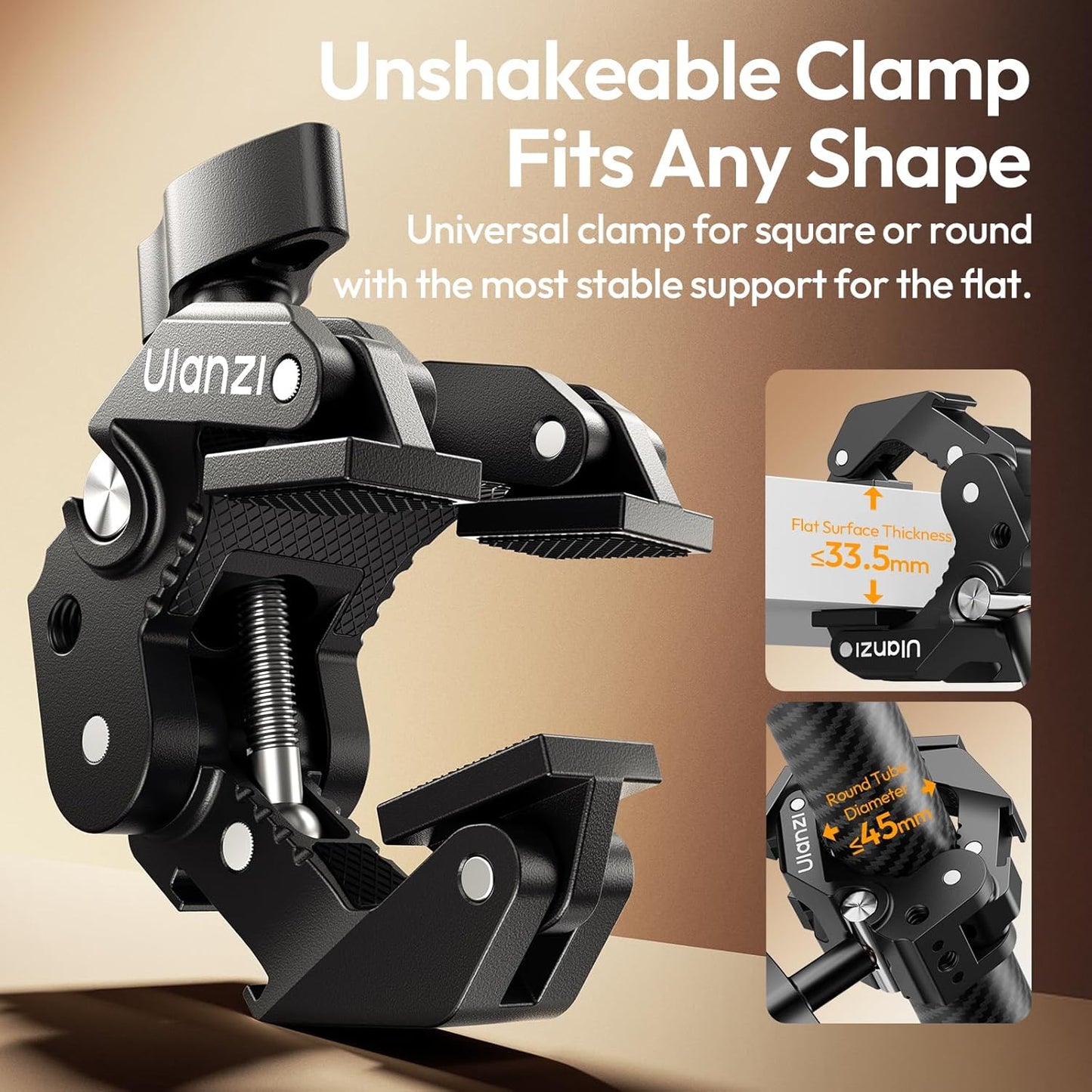 ULANZI CO78 3-Jaw Super Clamp, Cold Shoe, 1/4"-20, ARRI Pins Mount