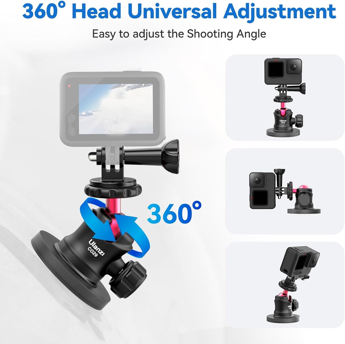 ULANZI Magnetic Camera Mount, 360° Ball Head, 6 Magnets for Action Camera