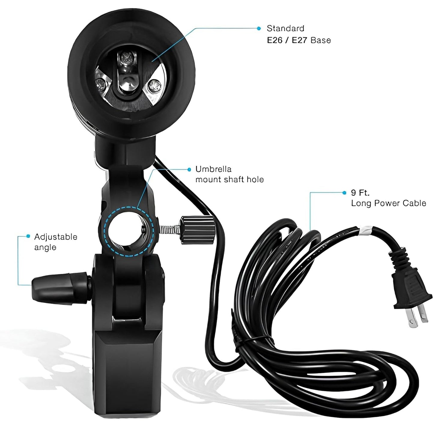 HIFFIN E27 Single Blub Holder Set of 2 Pcs Photography Photo Light Lamp Bulb Bracket Studio