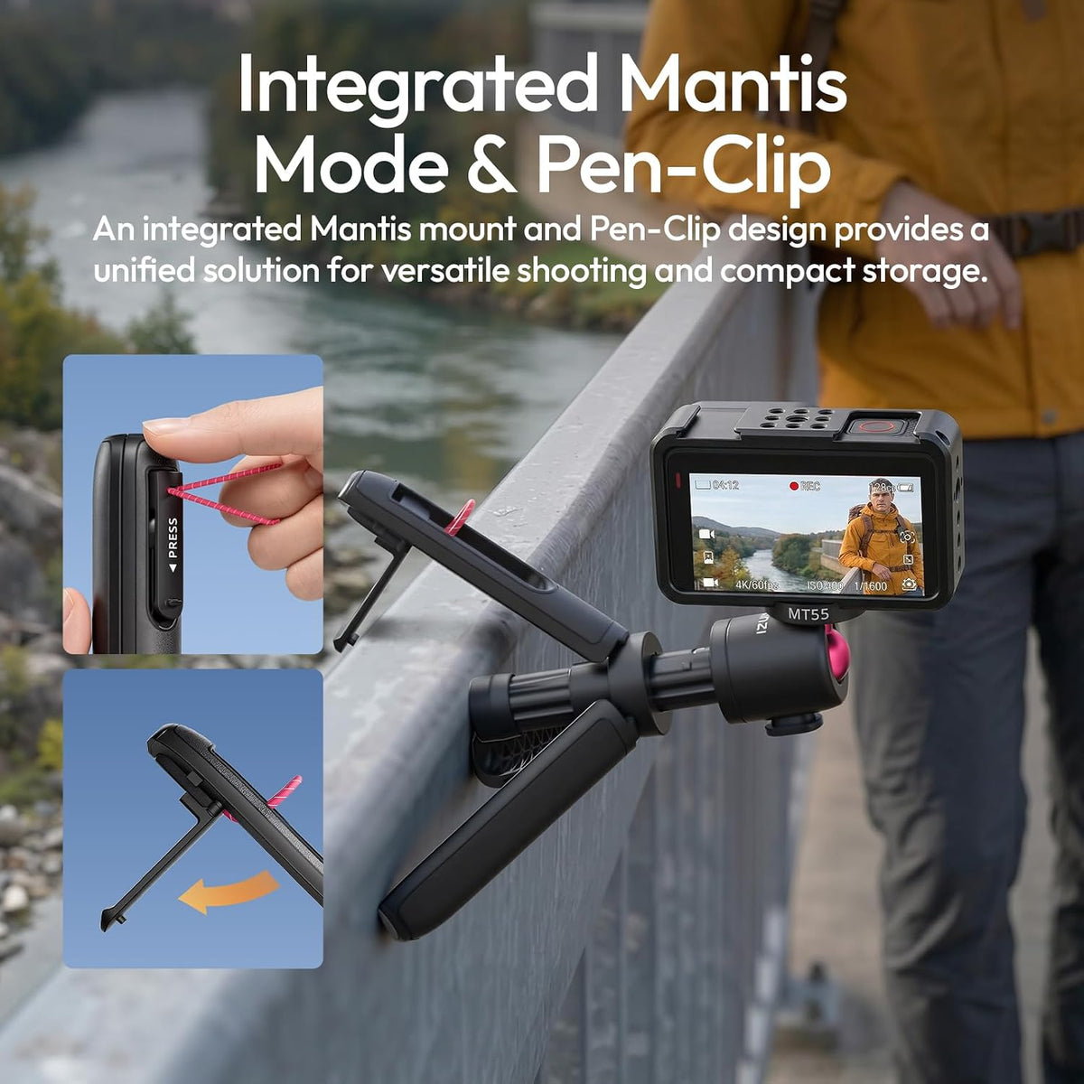 ULANZI MT55 Magnetic Mini Selfie Stick Tripod for Insta360 GO Ultra- Snapgo
