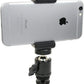 HIFFIN® Locking Ball Head with Phone Holder and Hot Shoe Adapter Set for use with DLSR or Tripod. Easily Attach Phone Mount w/Ball Head, or Other 1/4"-20 Parts. (Ball Head Phone Set)
