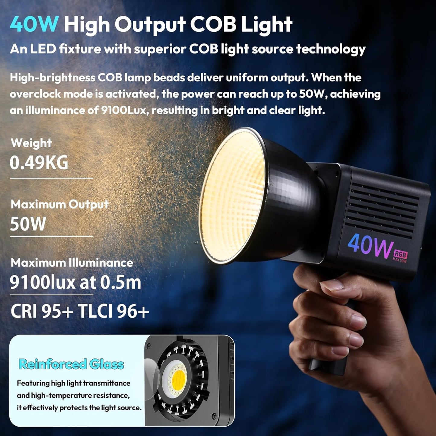 ULANZI 40W RGB LED Light | 2500-6500K | 3400mAh | DC Adapter | COB