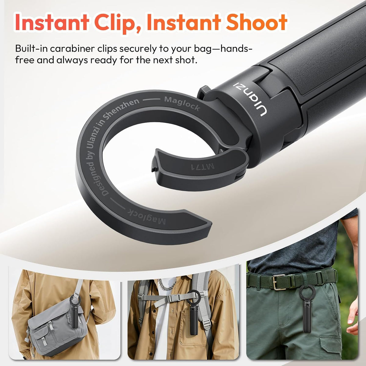 ULANZI MT71 Mini Magnetic Selfie Stick Tripod, Foldable & Lightweight, 180° Tilt, Compatible with iPhone 17-12
