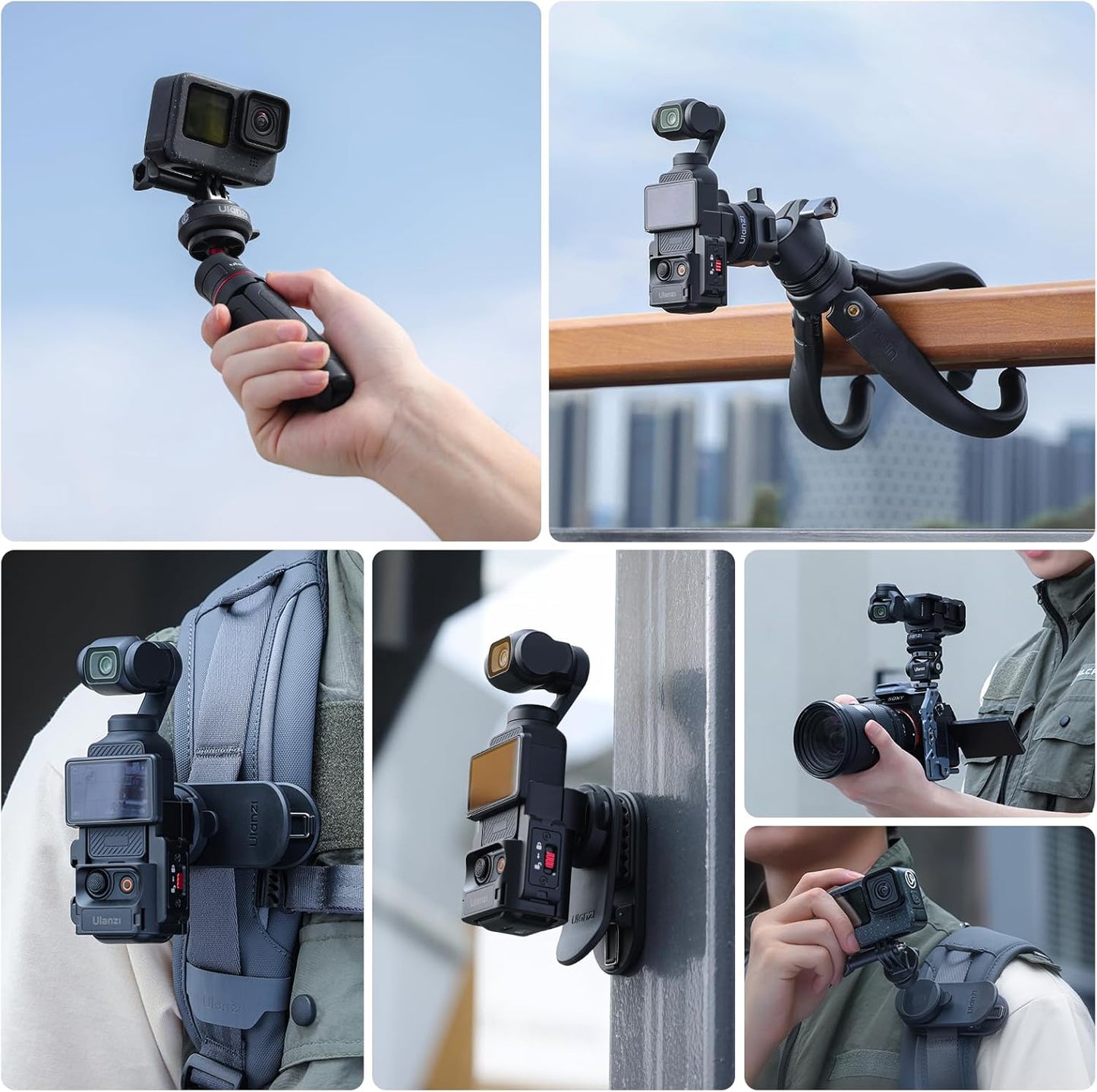 ULANZI CK01 CKA QR Base Set, 1/4'' Screw for GoPro/DJI/Insta360/AKASO/Lights