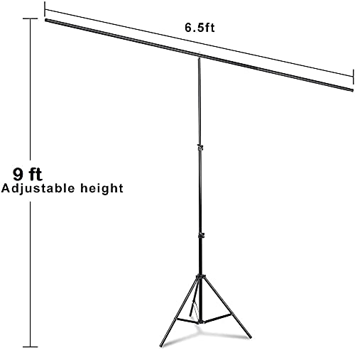 HIFFIN® White Screen Backdrop 6x10 ft with Stand 6x9FT Photography Backdrop with 1PC 6.5FT T-Shape Backdrop Stands, 4PCs Spring Clamps, 1PCs Carry Bag