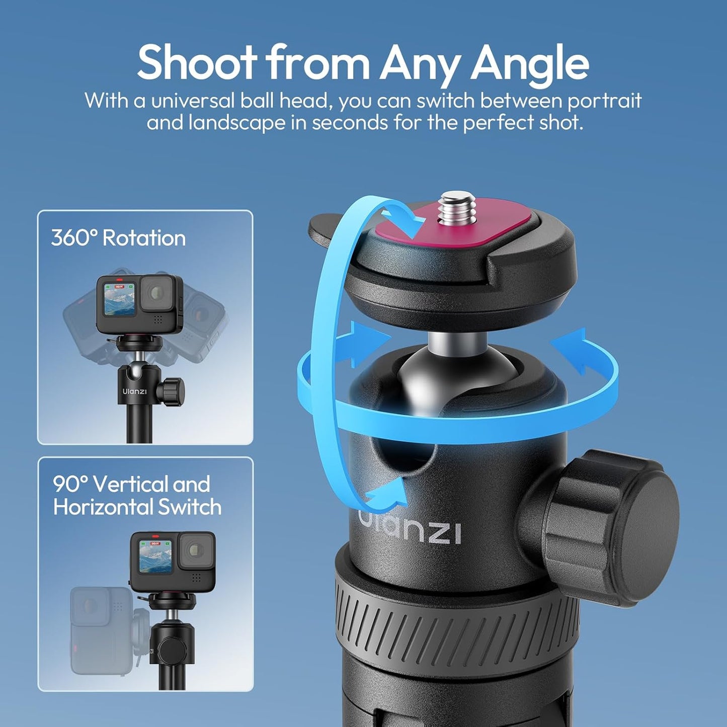 Ulanzi TT24 Tripod, CKA Quick for DJI Pocket 3/Osmo Action/GoPro/Insta360