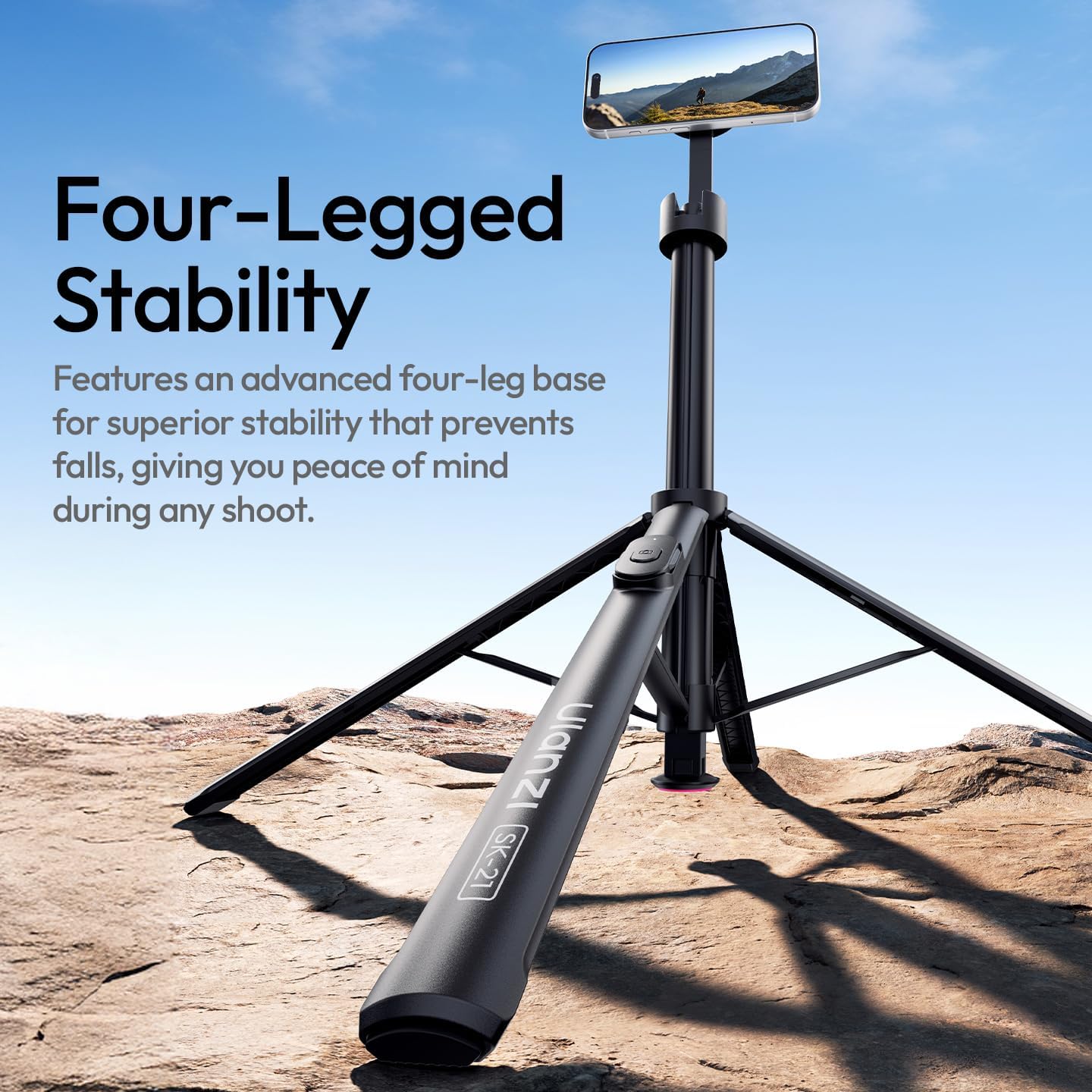 ULANZI SK-21 71'' Magnetic Selfie Stick Tripod w Remote, Auto Open