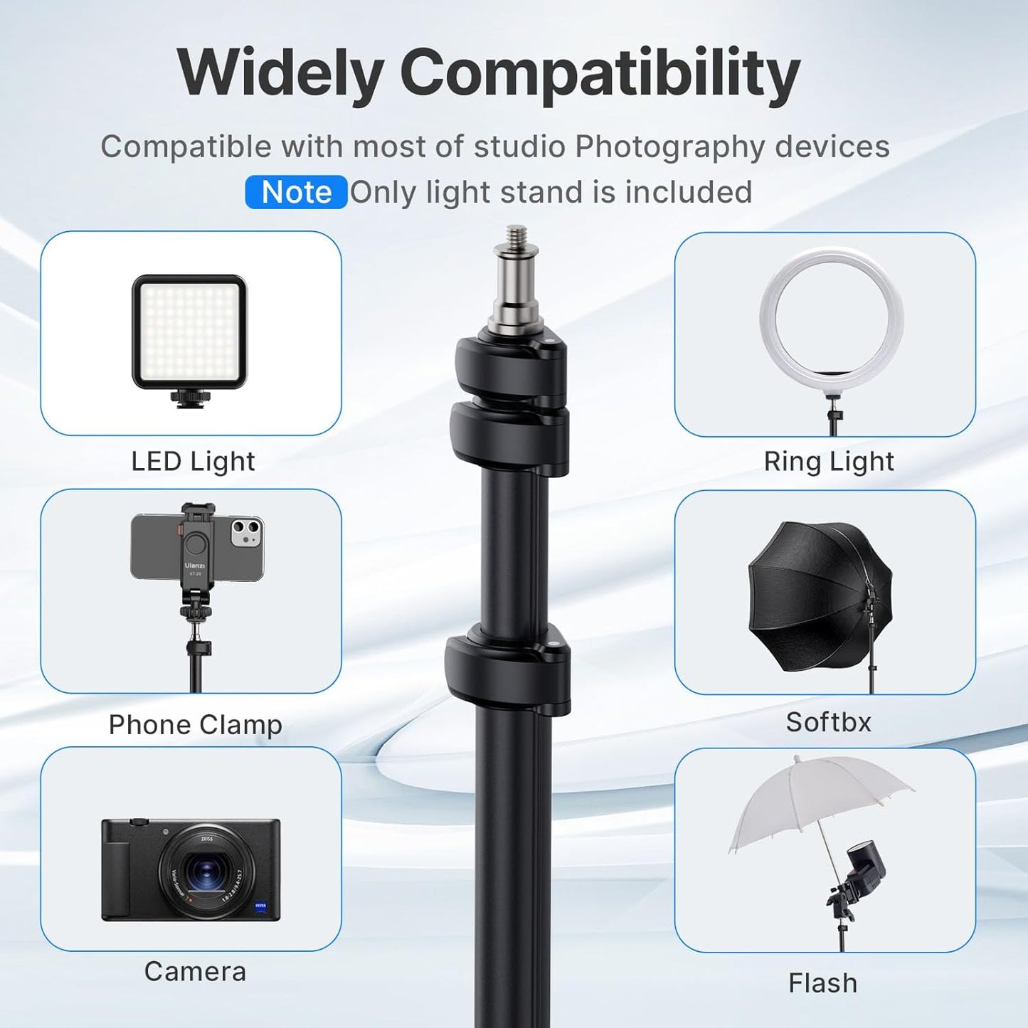 ULANZI TT43 6.23ft Extendable Light Stand, Aluminum Tripod for Studio