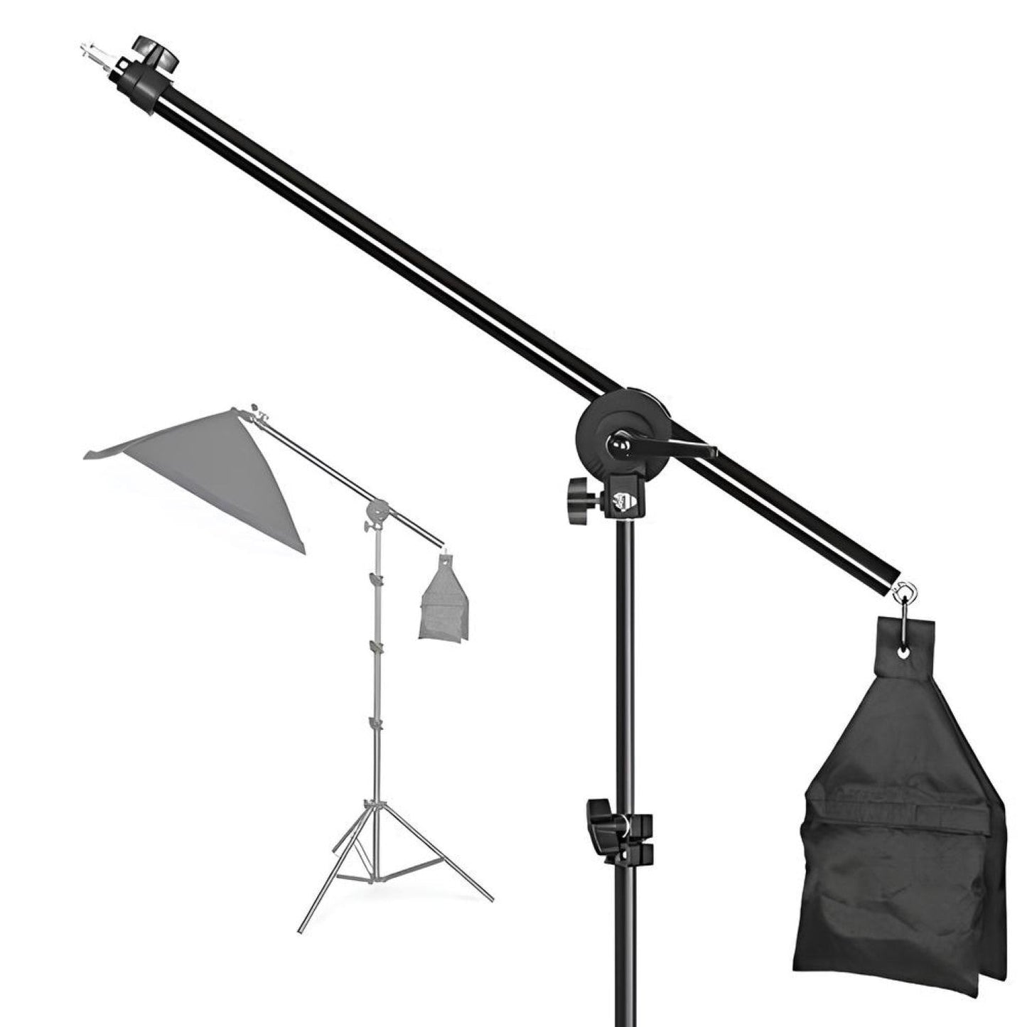HIFFIN Photo Studio 9 FT Light Stand with 4.5 FT Boom Arm and Empty Sandbag for Supporting Softbox Lighting Photography Tripod with Carry Bag