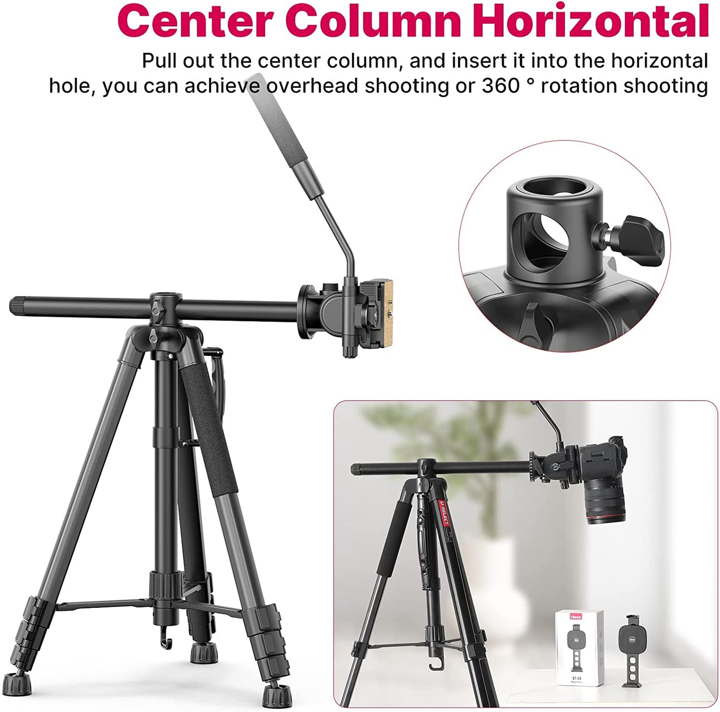 ULANZI VT-02 Metal Tripod – Heavy Duty Portable, Adjustable for DSLR/Phones