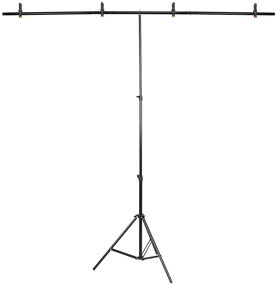 HIFFIN® Black Screen Backdrop 6x10 ft with Stand 6x9FT Photography Backdrop with 1PC 6.5FT T-Shape Backdrop Stands, 4PCs Spring Clamps, 1PCs Carry Bag
