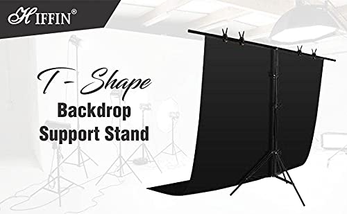 HIFFIN® Green Screen Backdrop 6x9 ft with Stand - 3 Packs 6x9FT Photography Backdrop (Black/Green/White Backdrop) with 1PC 6.5FT T-Shape Backdrop Stands, 4PCs Spring Clamps, 1PCs Carry Bag, 1PC