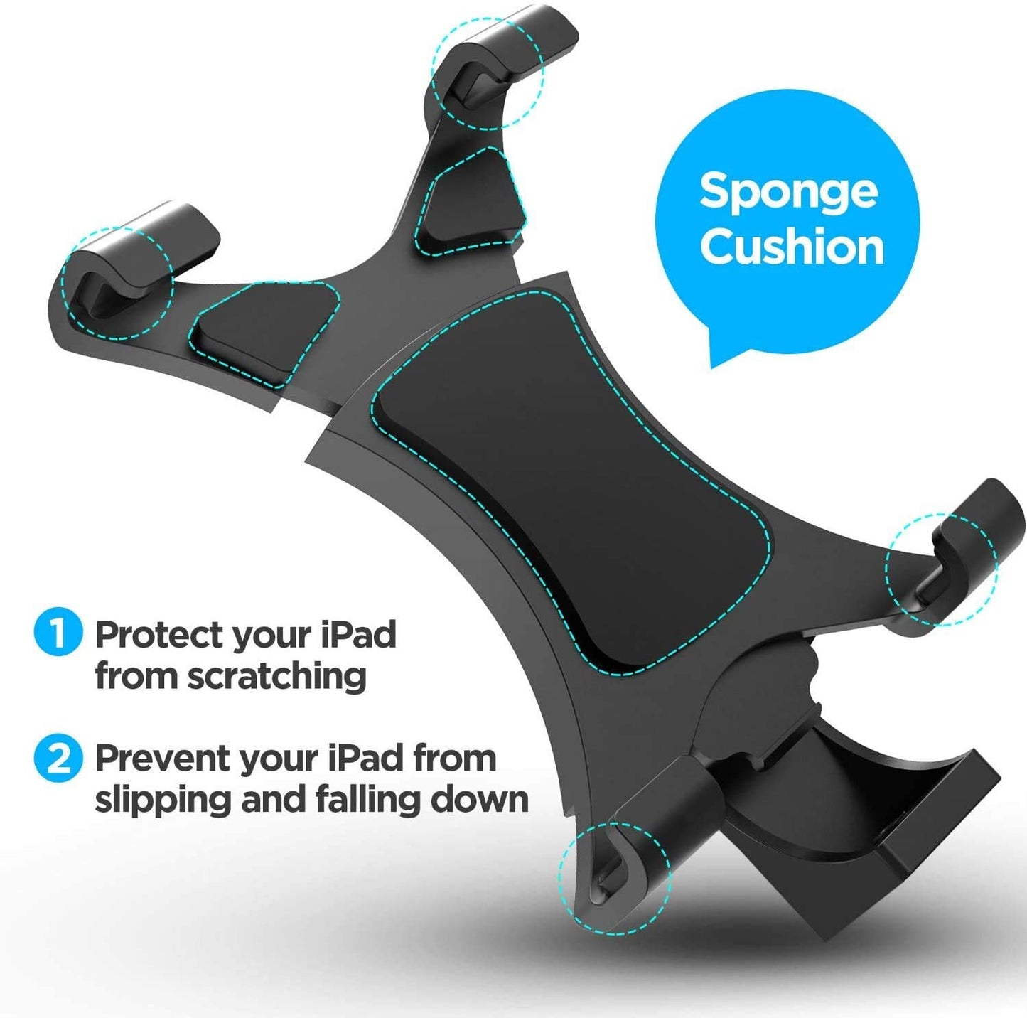 HIFFIN® iPad Tripod Mount Adapter Universal Tablet Holder Fits Ipad Air, Mini, Surface, Nexus and Most Tablets, Use on Tripod, Monopod, Selfie Stick, Tabletop Tripod Stand (IPAD Holder)
