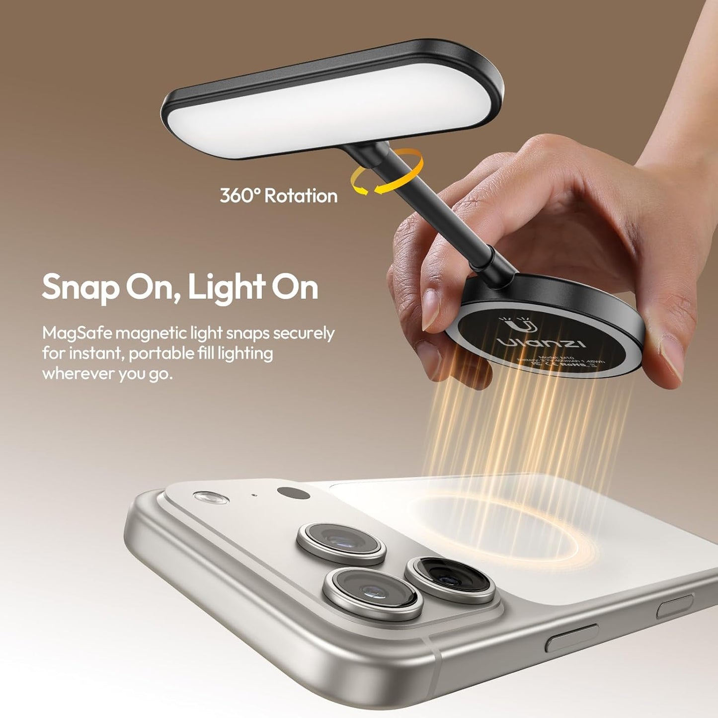 ULANZI M10 Magnetic Selfie Light Gooseneck | 2500-4500K, 5 Modes, MagSafe