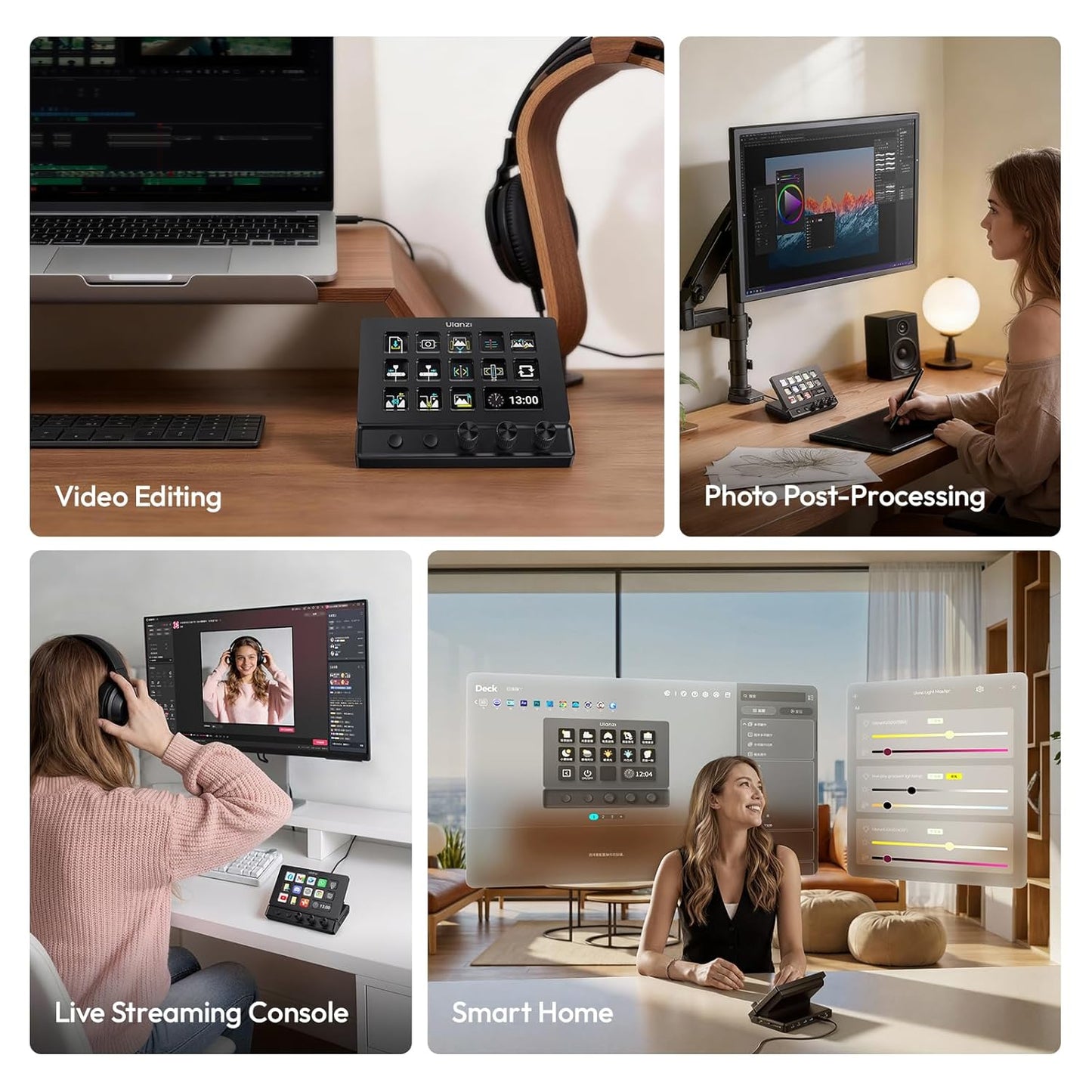 ULANZI D200X Stream Controller 14 LCD Keys & 8-in-1 USB-C Hub 4K HDMI