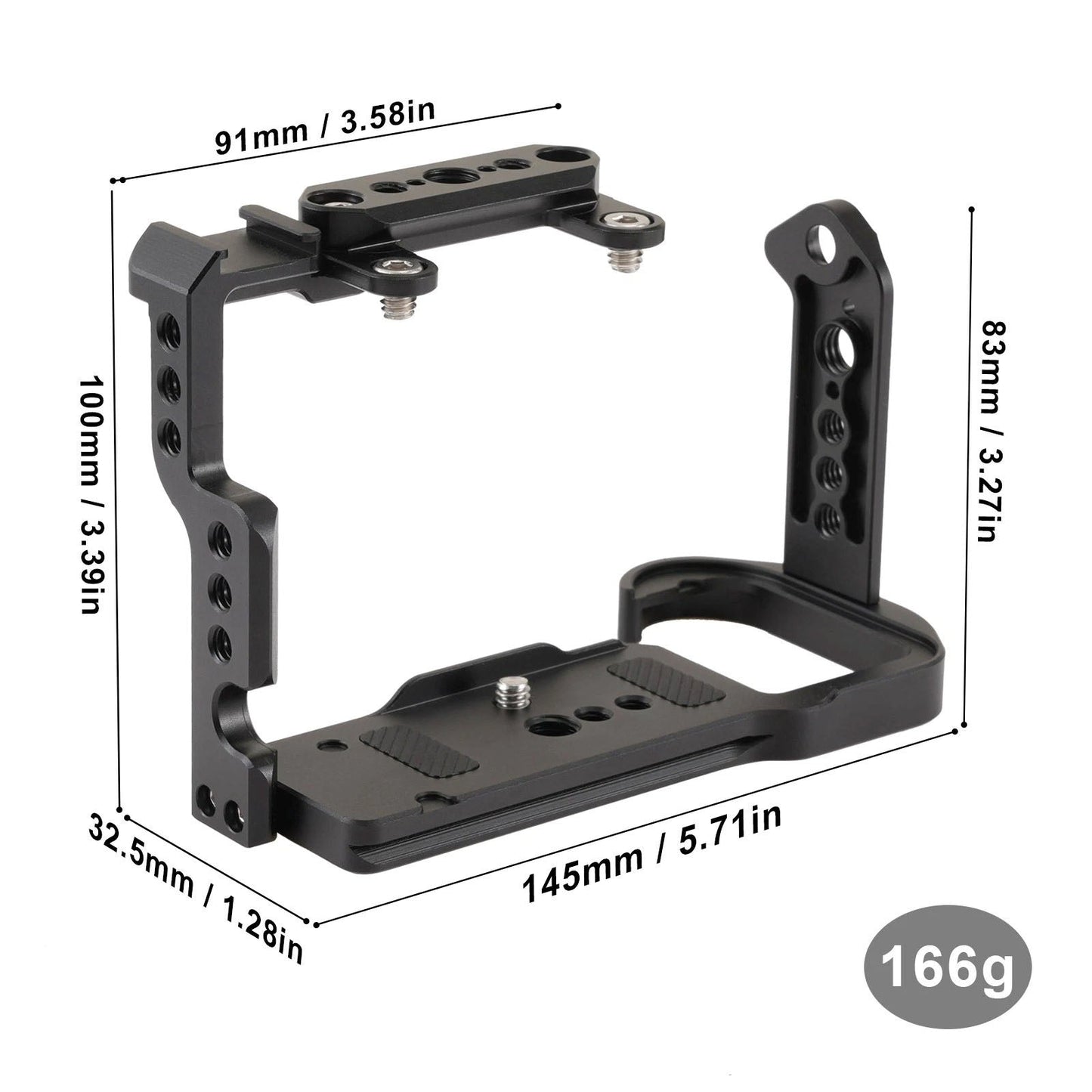 FX2 Metal Camera Cage Arca-Type Quick Release Cold Shoe 1/4″ & 3/8″ Thread Mount