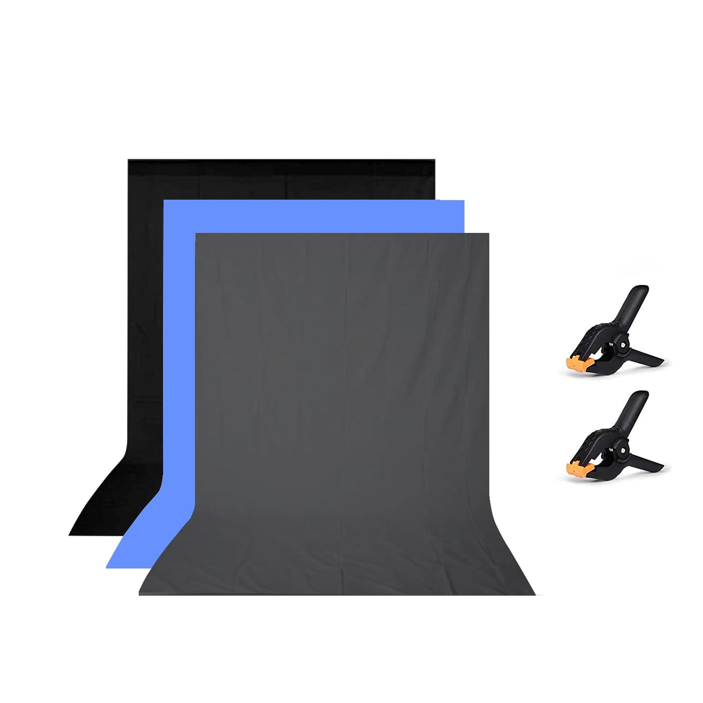 HIFFIN® 8x12 ft Blue|Gray|Black Screen, Photography Backdrop Background with 2 Clip, Chromakey Panel for Photo Backdrop Video Studio, Muslin Background.