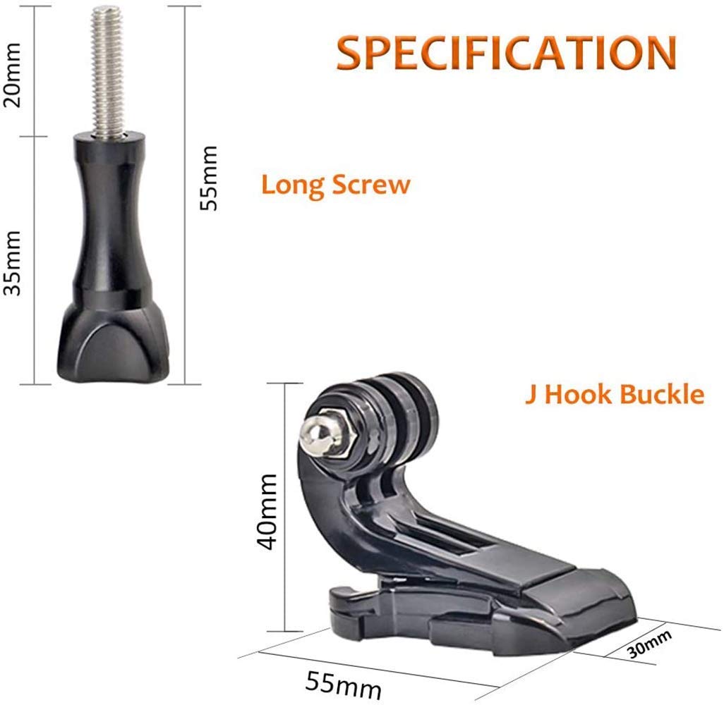 HIFFIN® J Hook Buckle Mount for Vertical Surface, Compatible for All GoPro Max/GoPro Hero 8 7 6 5 4 3+ 3 HD and Other Camera - Black