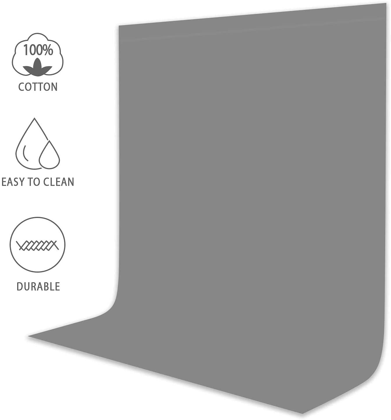 HIFFIN® 8x12 ft Green|Gray Screen, Photography Backdrop Background with 2 Clip, Chromakey Panel for Photo Backdrop Video Studio, Muslin Background Screen