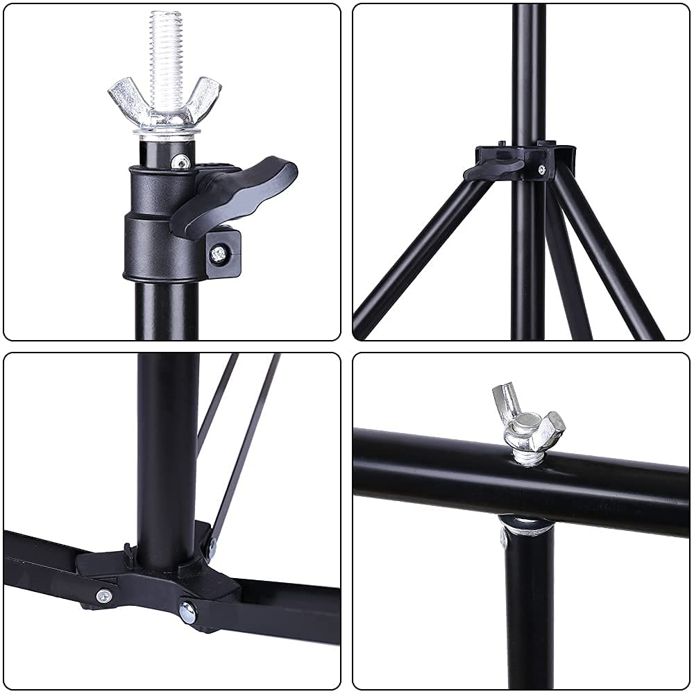 HIFFIN® White Screen Backdrop 6x10 ft with Stand 6x9FT Photography Backdrop with 1PC 6.5FT T-Shape Backdrop Stands, 4PCs Spring Clamps, 1PCs Carry Bag