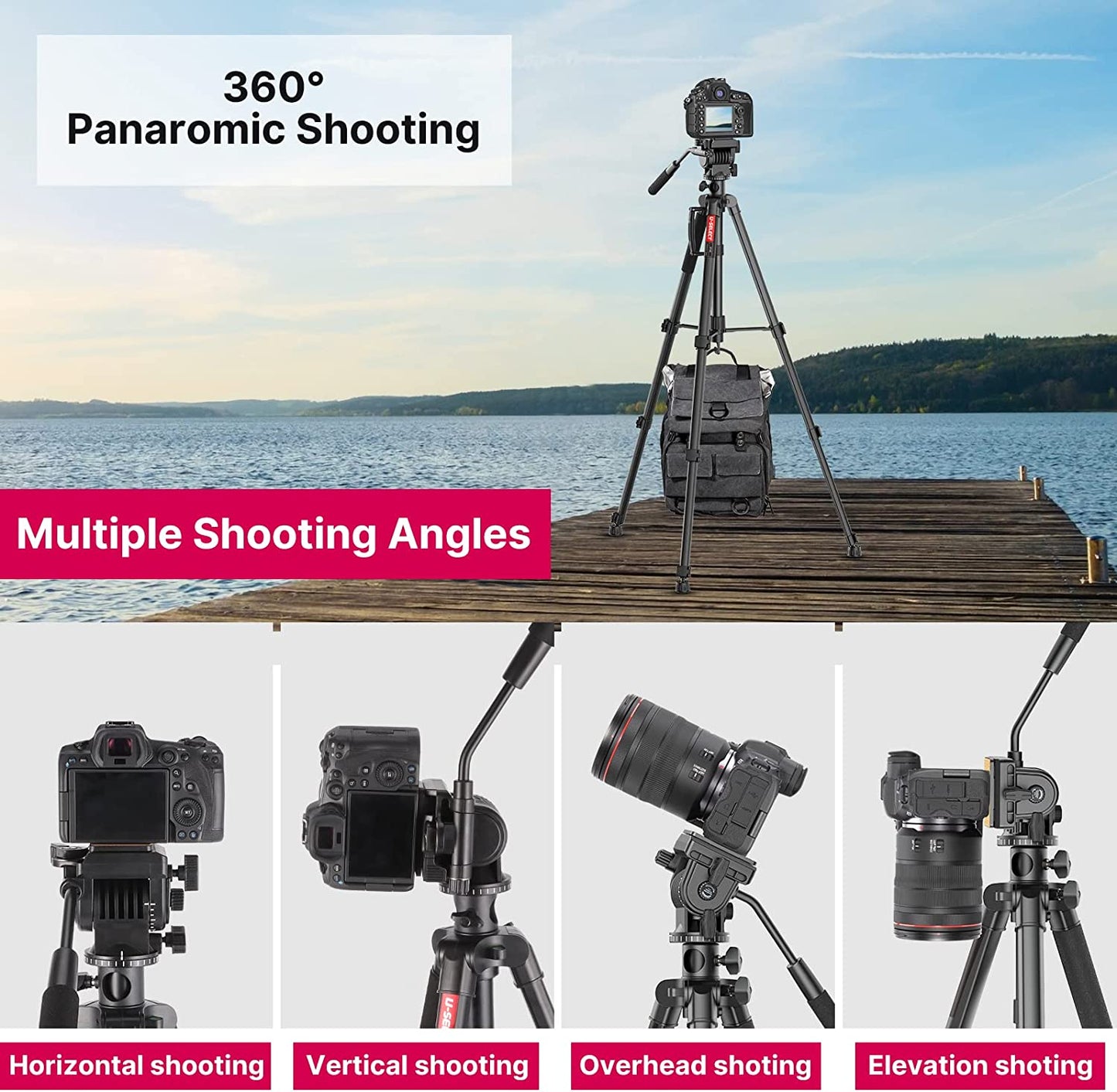 ULANZI VT-02 Metal Tripod – Heavy Duty Portable, Adjustable for DSLR/Phones
