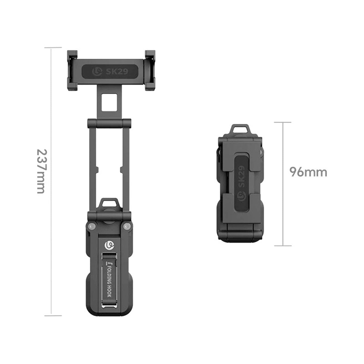 ULANZI SK29 5-in-1 Phone Holder & Mini Tripod, Alum Clamp, Adj Angle, 1/4" Mount