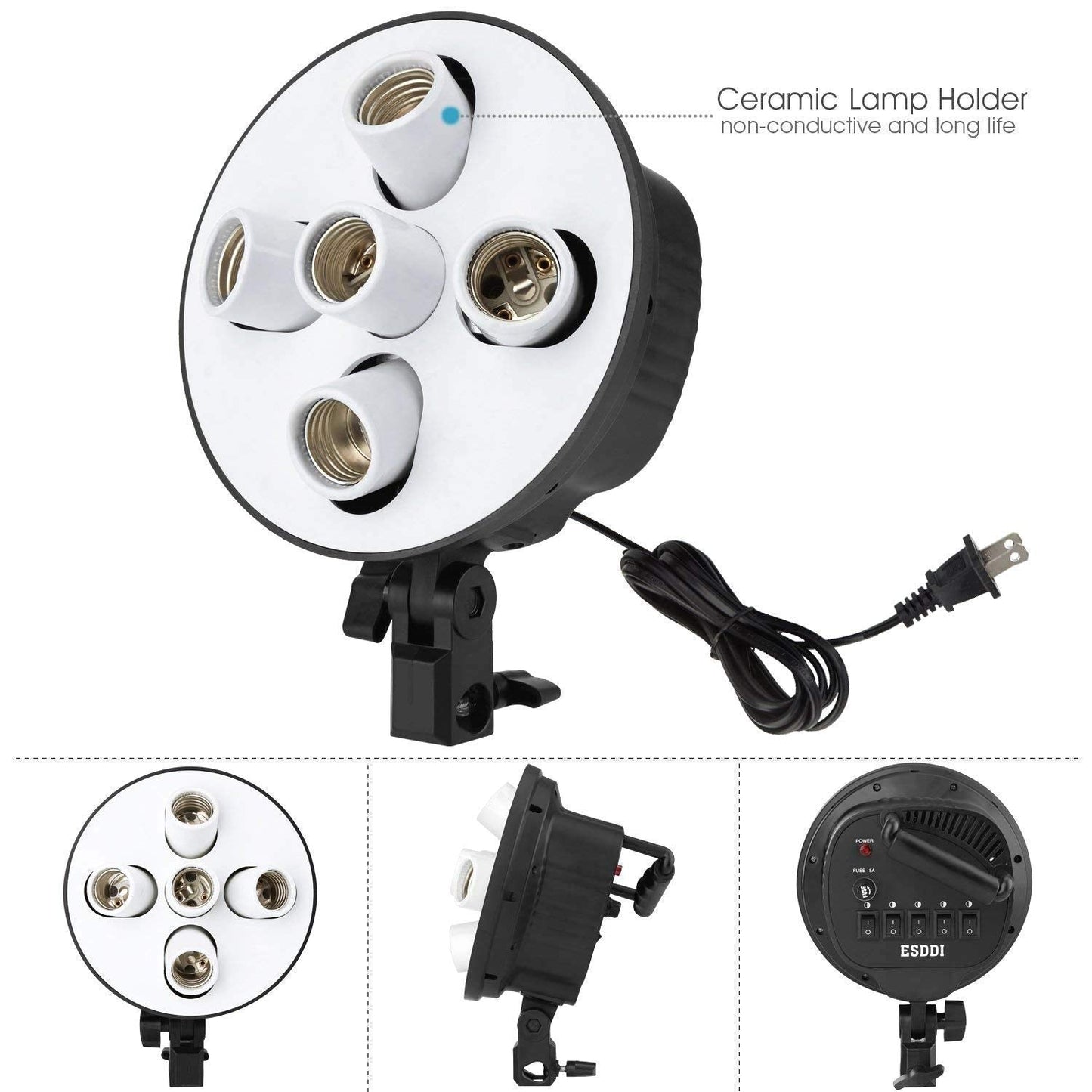 HIFFIN® Set Photography Equipment Kit 50cmx70cm Softbox with 5 in 1 E27 Photo Studio Bulb Holder Base Socket Lamp Bulb Holder Adapter for Photo Video...