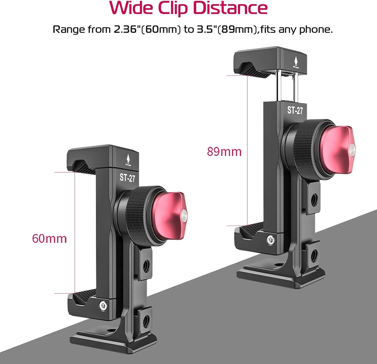 ULANZI ST-27 Phone Tripod Mount, 360° Metal Holder, 3 Cold Shoes, Arca, iPhone 17/16